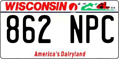 WI license plate 862NPC