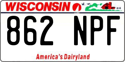 WI license plate 862NPF