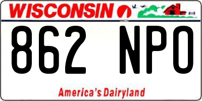 WI license plate 862NPO