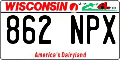 WI license plate 862NPX