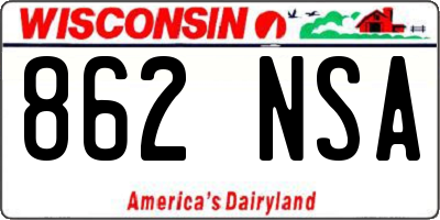 WI license plate 862NSA