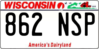 WI license plate 862NSP