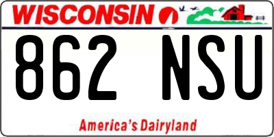 WI license plate 862NSU