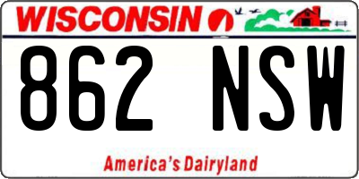 WI license plate 862NSW