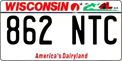 WI license plate 862NTC