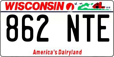 WI license plate 862NTE