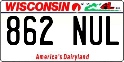 WI license plate 862NUL