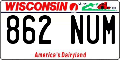 WI license plate 862NUM