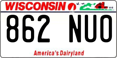 WI license plate 862NUO
