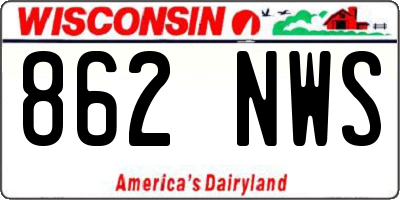 WI license plate 862NWS