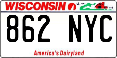 WI license plate 862NYC