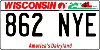 WI license plate 862NYE