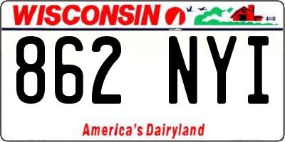 WI license plate 862NYI
