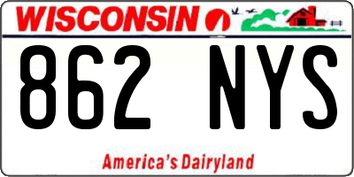 WI license plate 862NYS