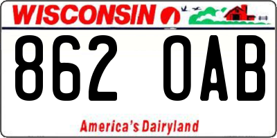WI license plate 862OAB