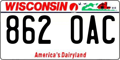 WI license plate 862OAC