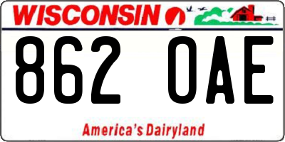WI license plate 862OAE