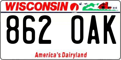 WI license plate 862OAK