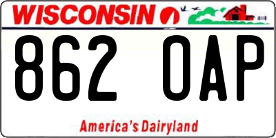 WI license plate 862OAP