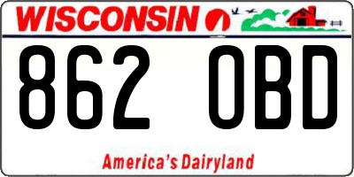 WI license plate 862OBD