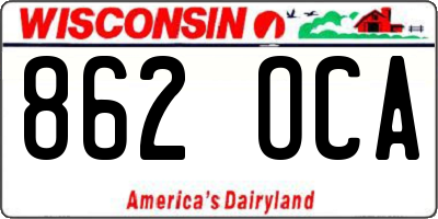 WI license plate 862OCA