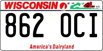WI license plate 862OCI