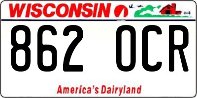 WI license plate 862OCR
