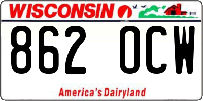 WI license plate 862OCW