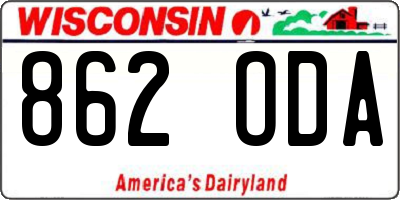 WI license plate 862ODA