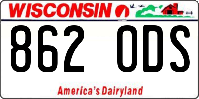 WI license plate 862ODS