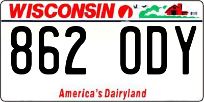 WI license plate 862ODY