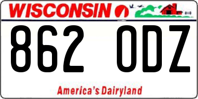 WI license plate 862ODZ