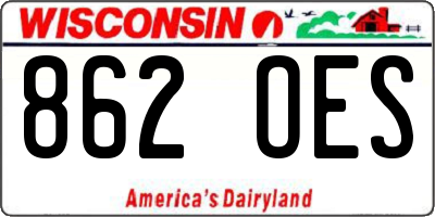 WI license plate 862OES