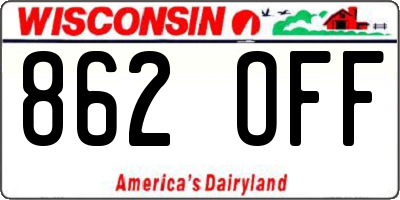 WI license plate 862OFF
