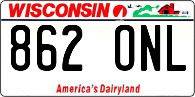 WI license plate 862ONL