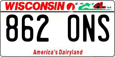 WI license plate 862ONS