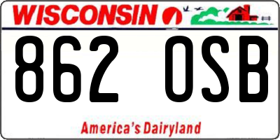 WI license plate 862OSB