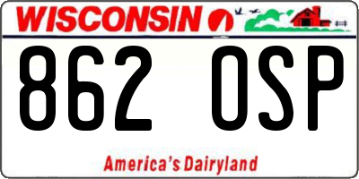 WI license plate 862OSP