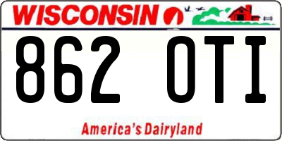 WI license plate 862OTI