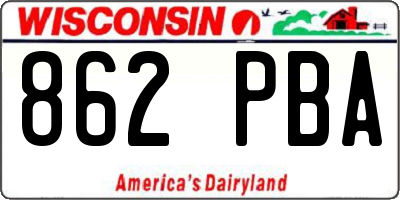 WI license plate 862PBA