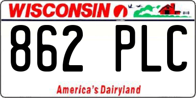 WI license plate 862PLC