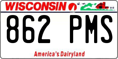 WI license plate 862PMS