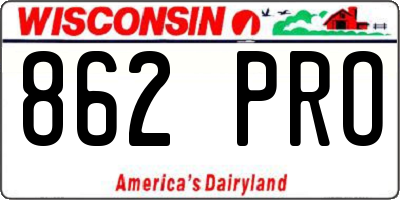 WI license plate 862PRO