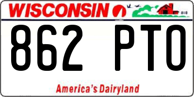 WI license plate 862PTO
