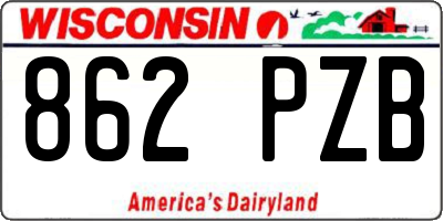 WI license plate 862PZB