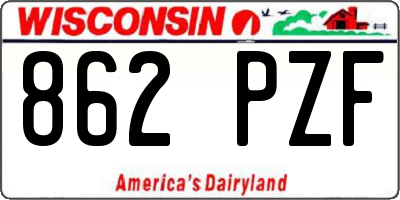 WI license plate 862PZF