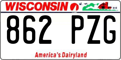WI license plate 862PZG
