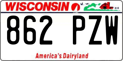 WI license plate 862PZW