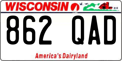 WI license plate 862QAD