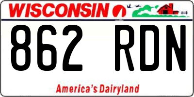 WI license plate 862RDN